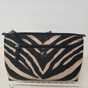 Coach Black & Cream Zebra Print Cosmetic Pouch